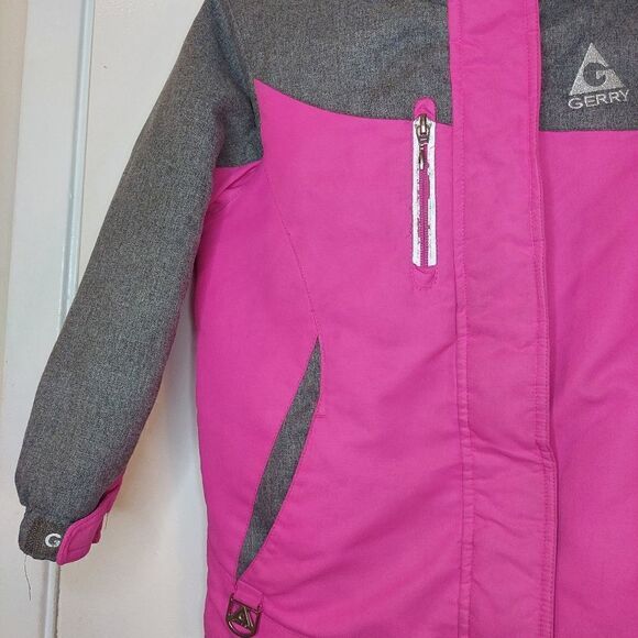 Gerry Small Girls 4/5 Hooded Jacket Pink/Gray Polyester Warm Coat - Picture 3 of 13